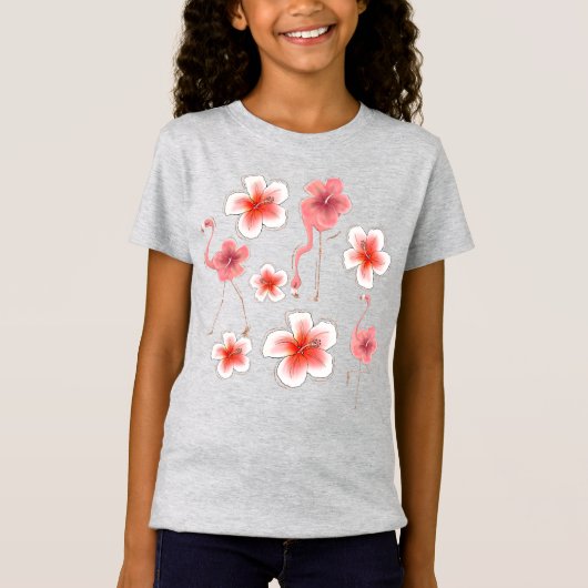 Flamingo Bloem T-shirt (Voorkant)