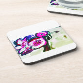 Flamingo bloem vreugde bier onderzetter (Linkerzijde)