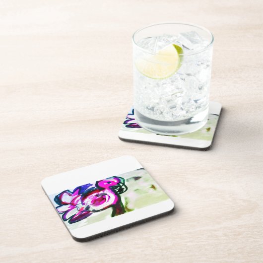 Flamingo bloem vreugde bier onderzetter (Rechterzijde)