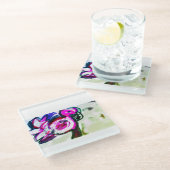 Flamingo bloem vreugde glazen onderzetter (Schuin)