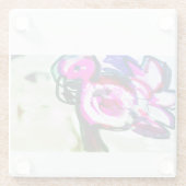 Flamingo bloem vreugde glazen onderzetter (Achterkant)