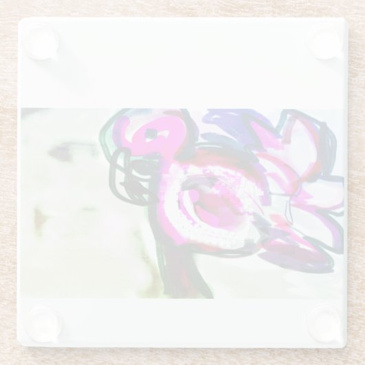Flamingo bloem vreugde glazen onderzetter (Achterkant)