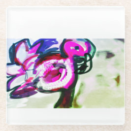 Flamingo bloem vreugde glazen onderzetter