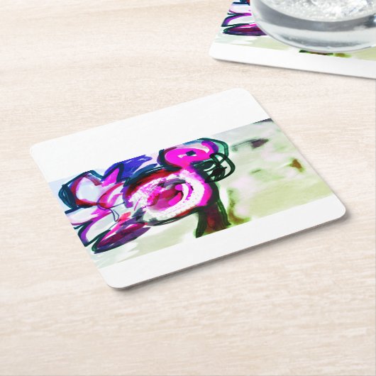 Flamingo bloem vreugde kartonnen onderzetters (Schuin)