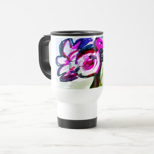 Flamingo bloem vreugde reisbeker (Voorkant links)