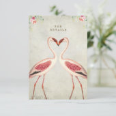Flamingo Bloemenbruiloft Details Informatie Kaart (Staand voorkant)