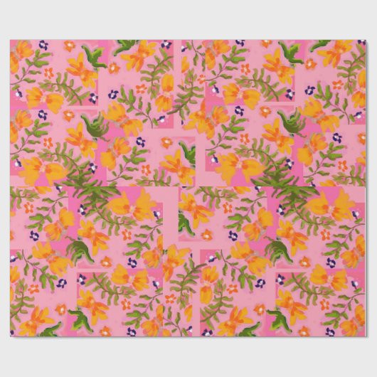 Flamingo Bloom Wrapping Paper Cadeaupapier (Vlak)