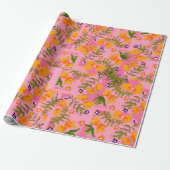 Flamingo Bloom Wrapping Paper Cadeaupapier (Uitgerold)