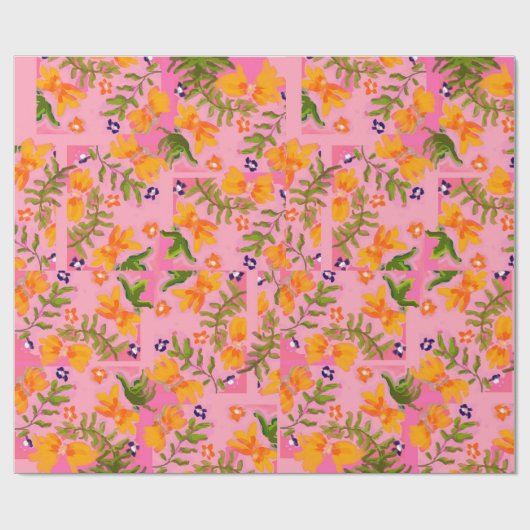 Flamingo Bloom Wrapping Paper - Glanzend Cadeaupapier (Vlak)