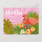 Flamingo Blue Hello Briefkaart (Voorkant)