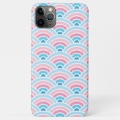 Flamingo Blush Roze Blauw Concentrische Golven Pat Case-Mate iPhone Case (Achterkant)