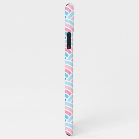 Flamingo Blush Roze Blauw Concentrische Golven Pat iPhone Hoesje (Rechterkant)