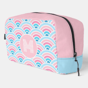Flamingo Blush Roze Blauw Geometrisch Golfenpatroo Toilettasje