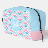 Flamingo Blush Roze Blauwe Geometrische Golven Pat