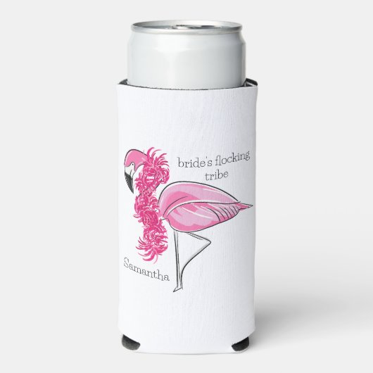 Flamingo Boa Bachelorette Flocking Tribe Custom Seltzer Blikjeskoeler (Seltzer Voorkant)