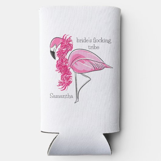 Flamingo Boa Bachelorette Flocking Tribe Custom Seltzer Blikjeskoeler (Achterkant)