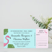 Flamingo Boarding Pass RSVP ticket Bestemming Kaart (Staand voorkant)