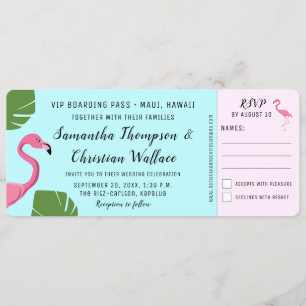 Flamingo Boarding Pass RSVP ticket Bestemming Kaart