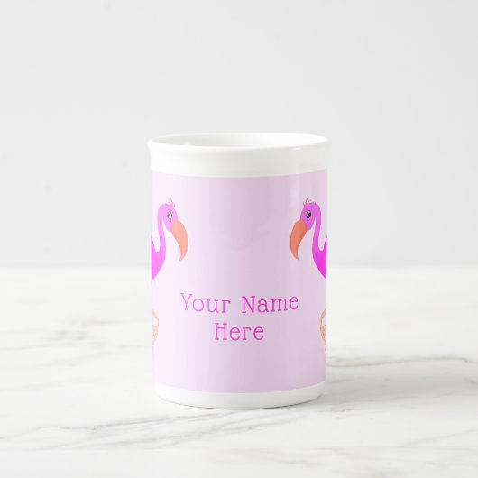 Flamingo Bone China Mok met aangepaste tekst (Voorkant)