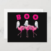 Flamingo | Boo Flamingo Halloween Flamingo Ghost Aankondigingskaart (Voorkant / Achterkant)