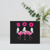 Flamingo | Boo Flamingo Halloween Flamingo Ghost Aankondigingskaart (Staand voorkant)