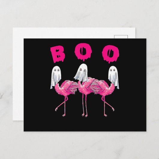 Flamingo| Boo Flamingo Halloween Flamingo Ghost Feestdagenkaart (Voorkant / Achterkant)