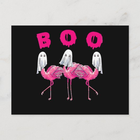 Flamingo| Boo Flamingo Halloween Flamingo Ghost Feestdagenkaart (Voorkant)
