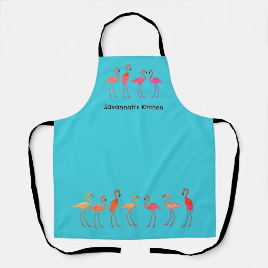 Flamingo Border Bib Schort Tropical Blue (Voorkant)