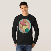 Flamingo Bowling Cool Pink Shorebird Player Artwo T-shirt (Voorkant volledig)
