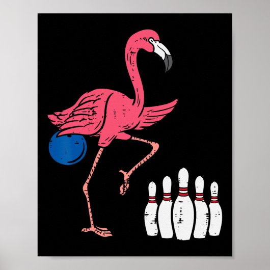Flamingo Bowling Grappige Sport Bowler Team Mannen Poster (Voorkant)