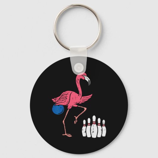 Flamingo Bowling Grappige Sport Bowler Team Mannen Sleutelhanger (Voorkant)