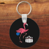 Flamingo Bowling Grappige Sport Bowler Team Mannen Sleutelhanger (Voorkant)