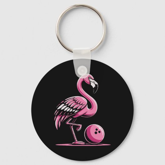 Flamingo Bowling Player Bowler Sleutelhanger (Voorkant)