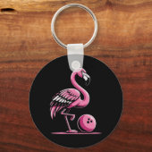 Flamingo Bowling Player Bowler Sleutelhanger (Voorkant)