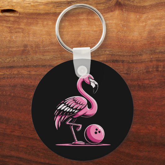 Flamingo Bowling Player Bowler Sleutelhanger (Voorkant)