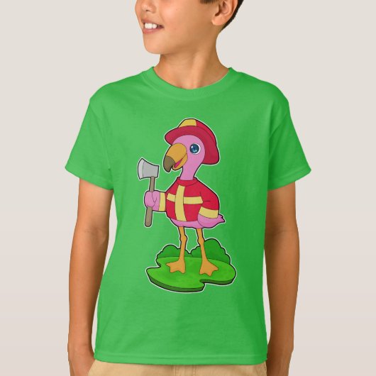 Flamingo Brandweerman Bijl T-shirt (Voorkant)