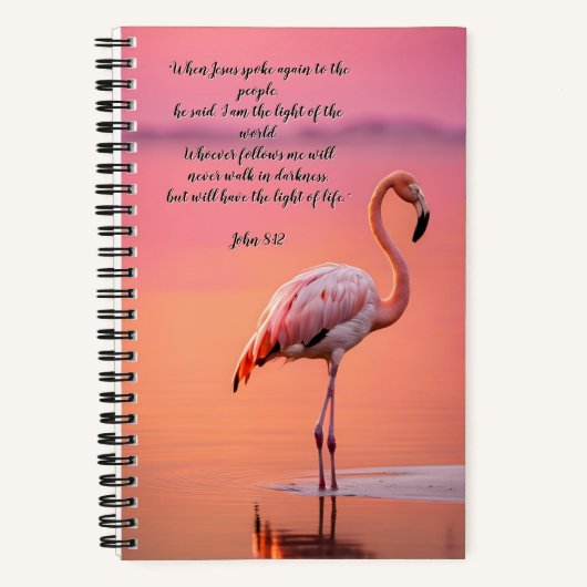 Flamingo brengt tijd door met God Journal Notitieboek (Voorkant)