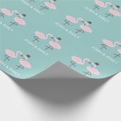 Flamingo Bride en de Gepersonaliseerde Korte Omsla Cadeaupapier (Hoek)