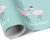 Flamingo Bride en de Gepersonaliseerde Korte Omsla Cadeaupapier (Rol Hoek)