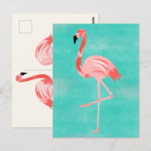 Flamingo Briefkaart (Voorkant / Achterkant)