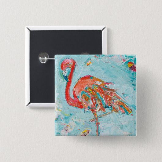 Flamingo Bright Vierkante Button 5,1 Cm (Voorkant /achterkant)