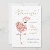 Flamingo Bruidsdouche, Bloem Roze Flamingo Kaart (Voorkant)