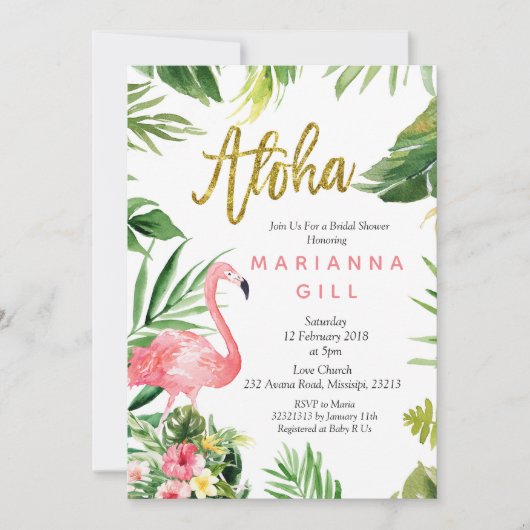 Flamingo bruidsdouche Uitnodiging (Voorkant)
