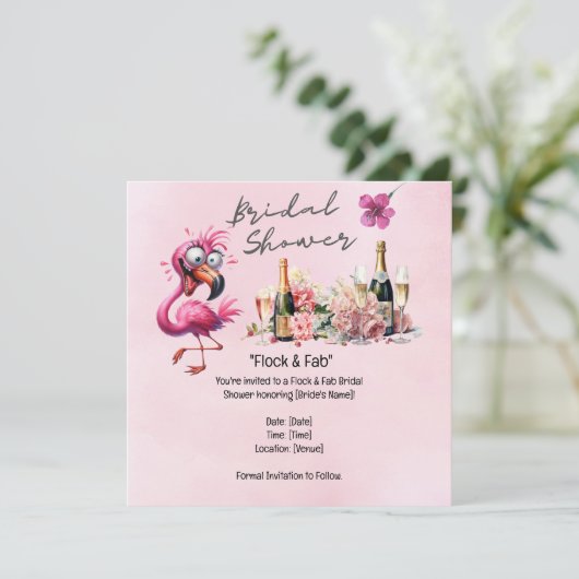 Flamingo Bruidsmeisje Feestje Save The Date (Staand voorkant)