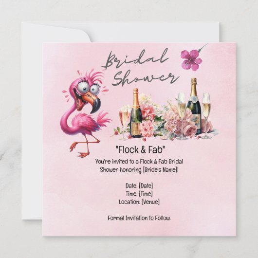 Flamingo Bruidsmeisje Feestje Save The Date (Voorkant)