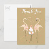 Flamingo Bruiloft Dank u briefkaart portret (Voorkant / Achterkant)