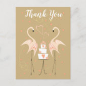 Flamingo Bruiloft Dank u briefkaart portret (Voorkant)