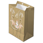 Flamingo Bruiloft Dhr & Mevrouw Medium Cadeauzakje (Voorkant Gekanteld)