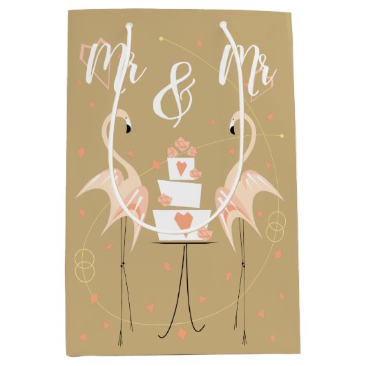 Flamingo Bruiloft Dhr & Mevrouw Medium Cadeauzakje (Voorkant)