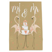 Flamingo Bruiloft Dhr & Mevrouw Medium Cadeauzakje (Achterkant)